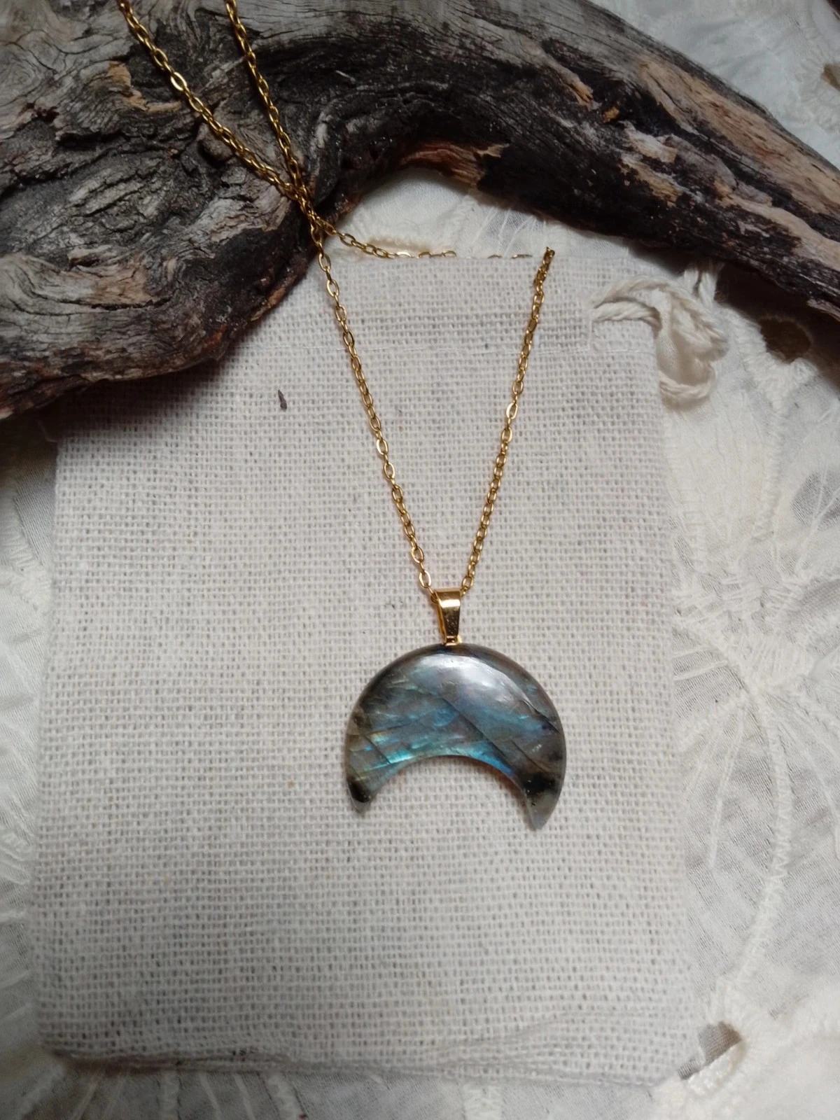 Collier lune en pierre de labradorite naturelle – photo 5